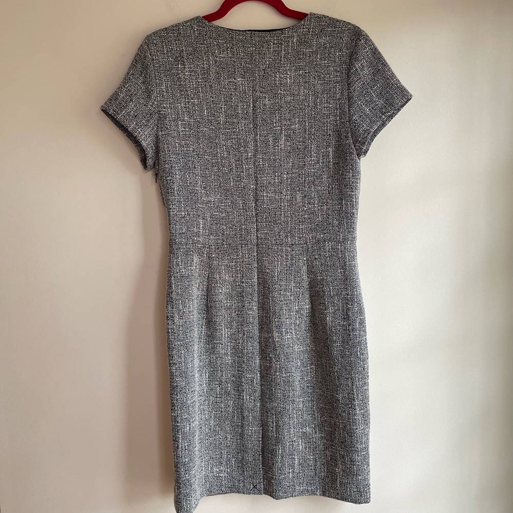 NWT Banana Republic V Neck Short Sleeve Navy Tweed Dress Size 8 - Picture 3 of 7